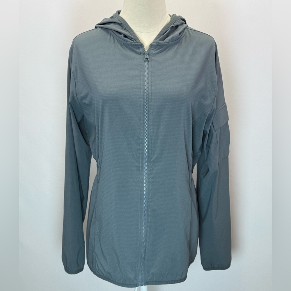 Z by Zella Women's Gray Lightweight Full Zip Side‎ Pockets Elastic Waist M